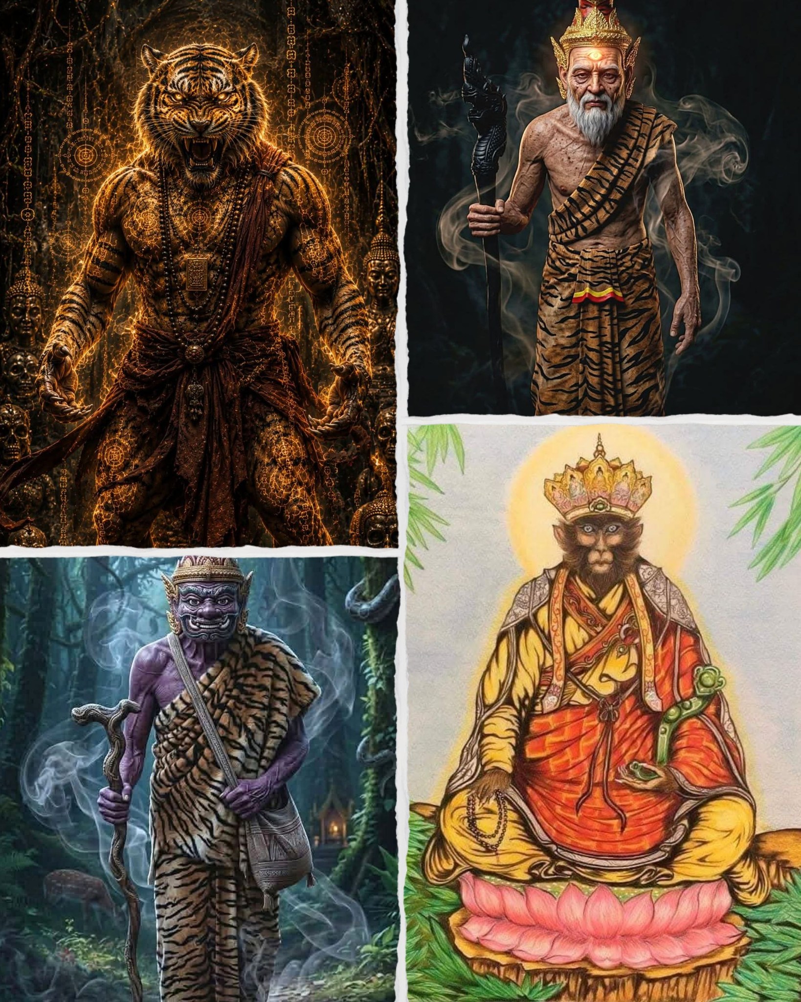 Traditional tiger and sacred lineage artwork